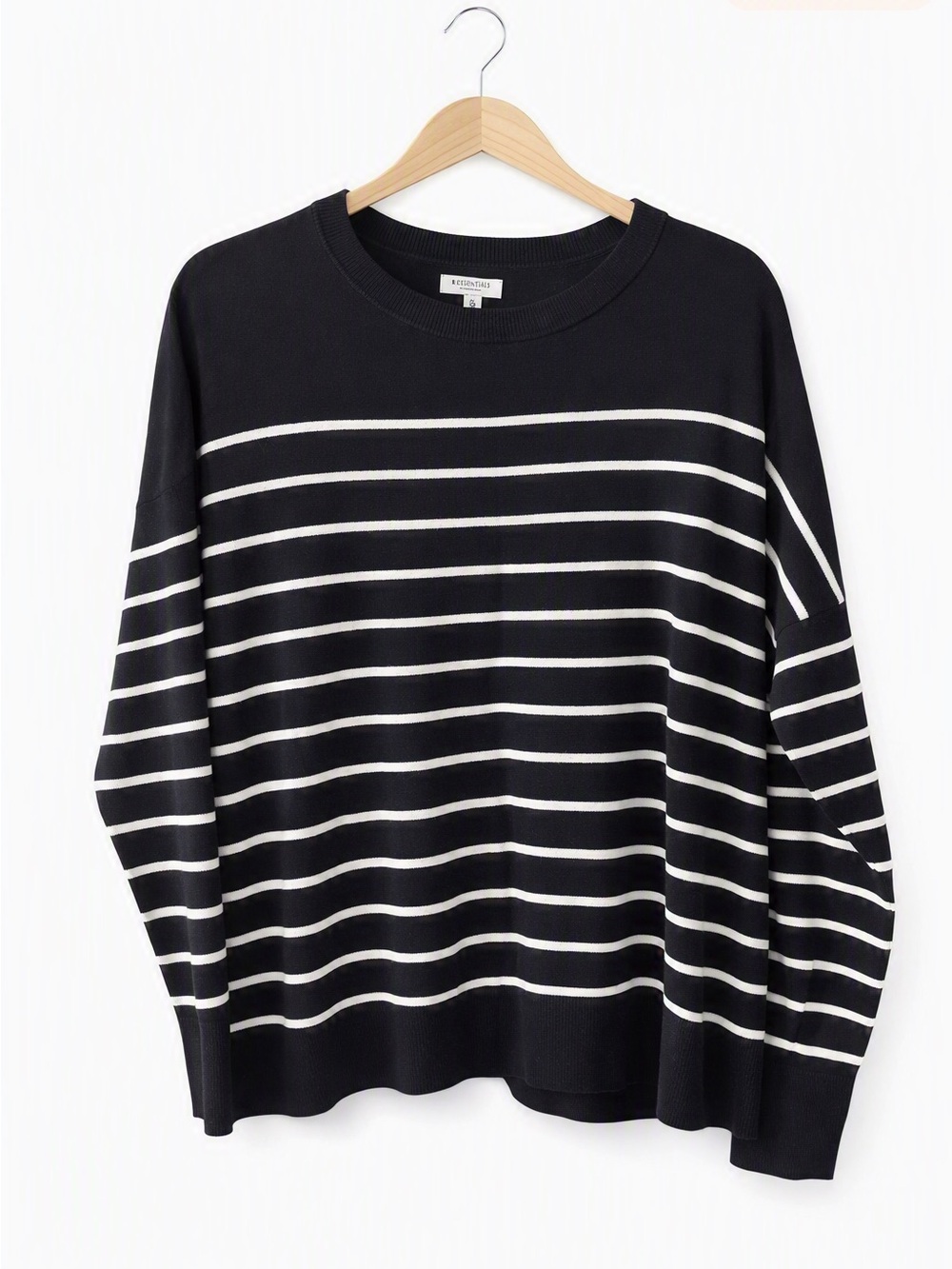 5/$25 Reitmans Black Crewneck Sweater with White Stripes